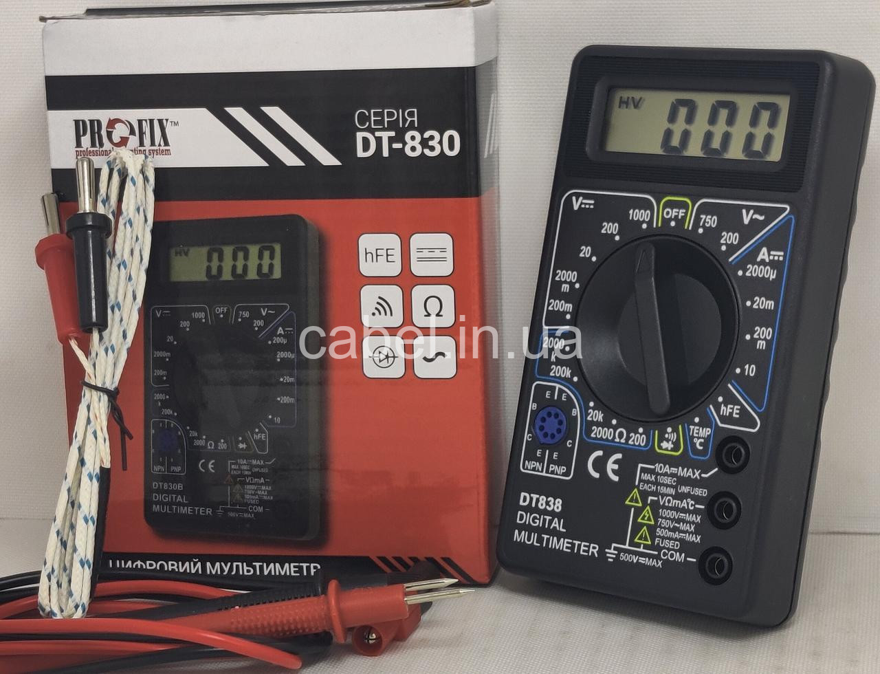 Цифровий мультиметр DT838 з термопарою (тестер із вимірюванням температури)