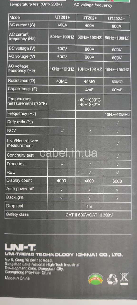 Струмовимірювальні кліщі UNI-T UT201+ True RMS