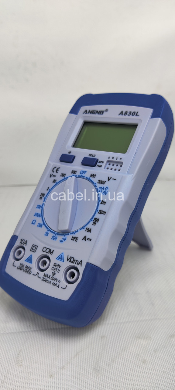 Цифровий мультиметр Aneng A830L (з підсвічуванням, утриманням даних та захисним чохлом)