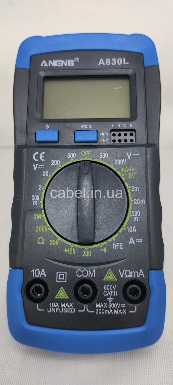 Цифровий мультиметр Aneng A830L (з підсвічуванням, утриманням даних та захисним чохлом)