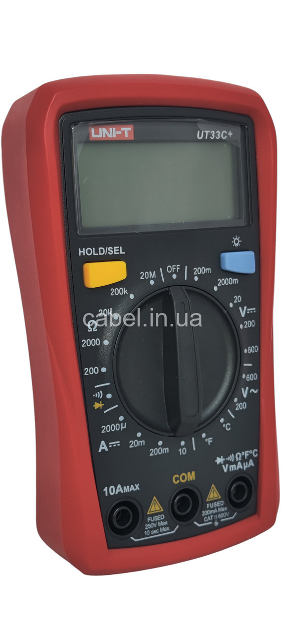 Цифровий мультиметр UNI-T UT33C+ Оригінал (вимірювання температури, ручний вибір діапазонів, тестер, вольтметр, амперметр, прозвонка)