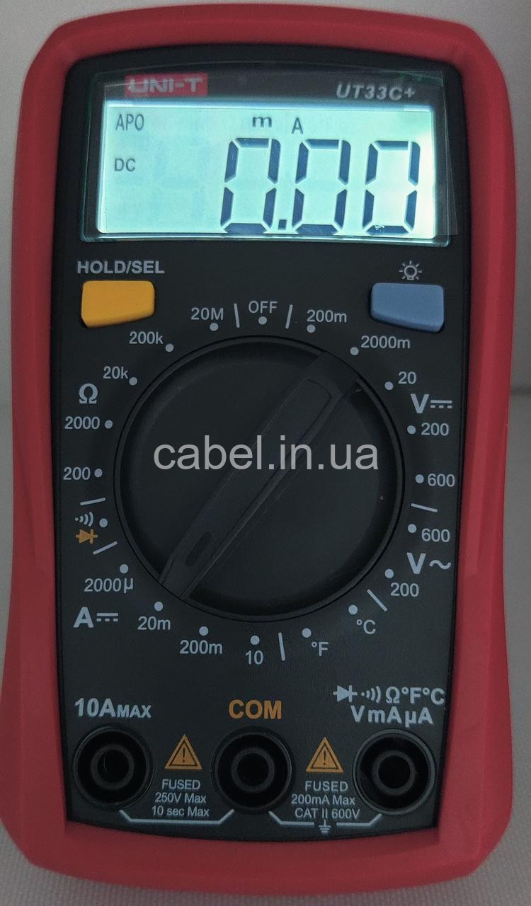 Цифровий мультиметр UNI-T UT33C+ Оригінал (вимірювання температури, ручний вибір діапазонів, тестер, вольтметр, амперметр, прозвонка)