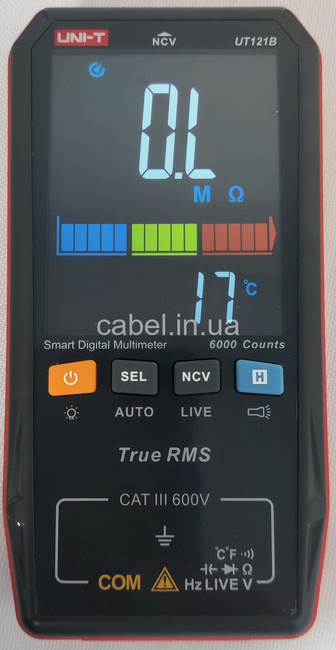 Цифровий смарт мультиметр UNI-T UT121B (автомат, True RMS, NCV, LIVE, кольоровий дисплей, тонкий тестер)