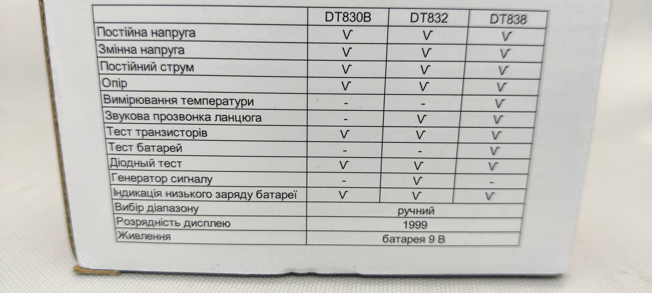 Цифровий мультиметр DT 830 В