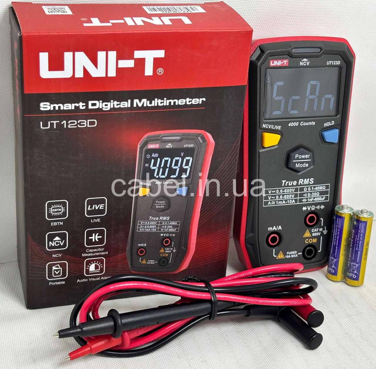 Цифровий мультиметр UNI-T UT123D (автомат, True RMS, NCV, LIVE, вимірювання ємності, смарт тестер)