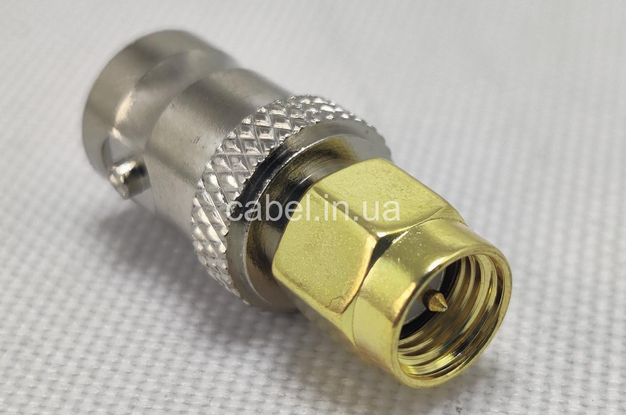 Перехідник SMA male- гніздо BNC female, латунь