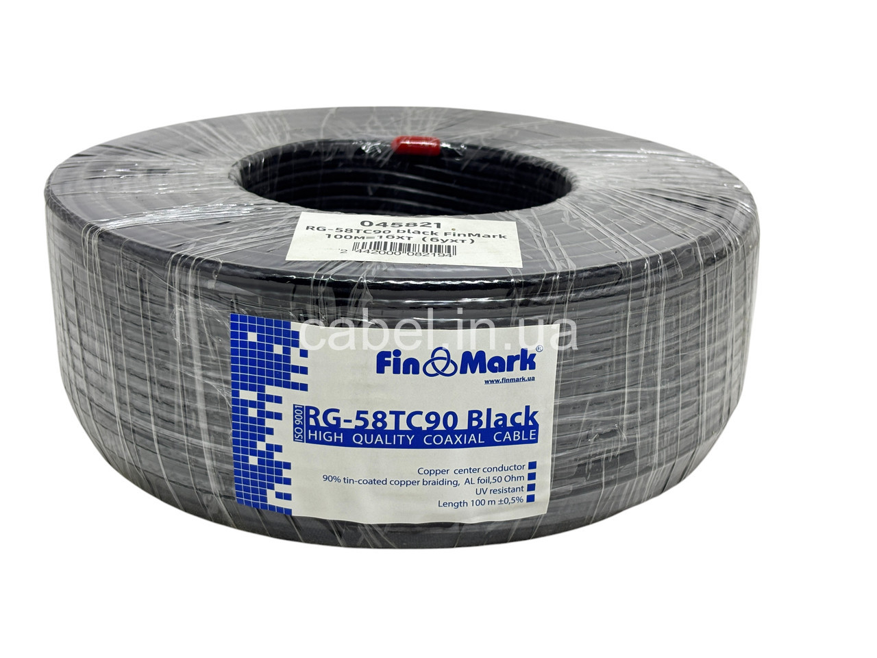 Кабель коаксіальний 50 Ом Finmark RG58-TC90, чорний, 100 м