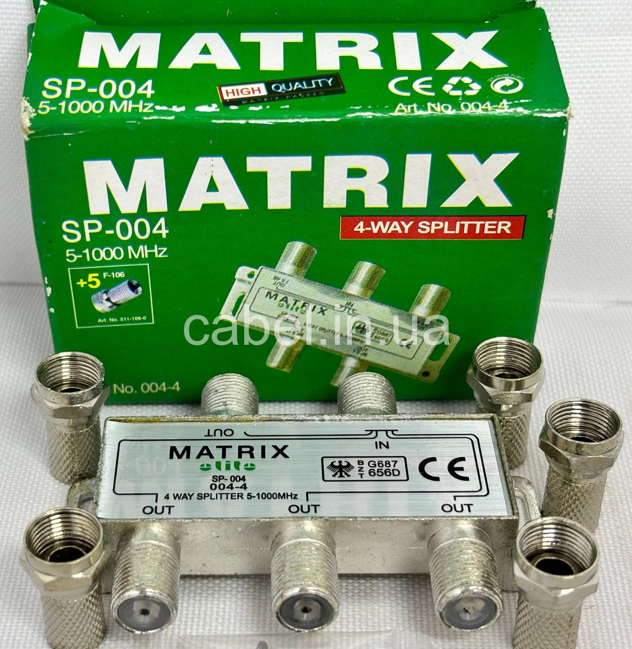 Розгалужувач телевізійного сигналу Matrix на 4 телевізори з 5 F-роз'ємами