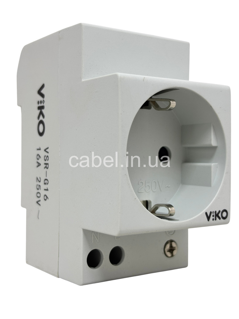 Розетка на DIN-рейку з заземленням Viko VSR-G16 16A біла