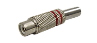 Гніздо RCA металеве,діам-6.5 мм, червоне