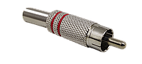 Штекер RCA металлический, диам-6.5мм, красный