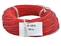 Провід сіліконовий 1 жила 28AWG(0.1мм),червоний,300м