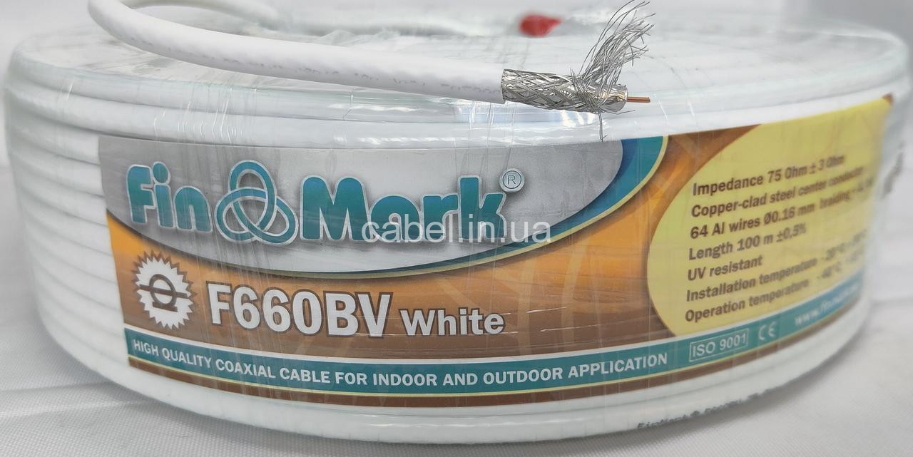 Телевізійний кабель Finmark F660BV,білий, 100 м