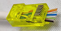 Коннектор RJ45 5e,6 cat проходной Zoerax,желтый