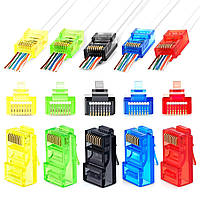 Конектор RJ45 5e,6 cat прохідний Zoerax,жовтий