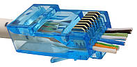 Коннектор RJ45 5e,6 cat проходной Zoerax,синий