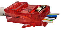 Конектор RJ45 5e, 6 cat прохідний Zoerax,червоний