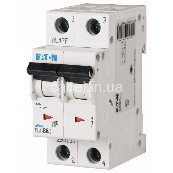 Автомат Eaton-Motller PL4-C 6/2 тип С, 4,5кА
