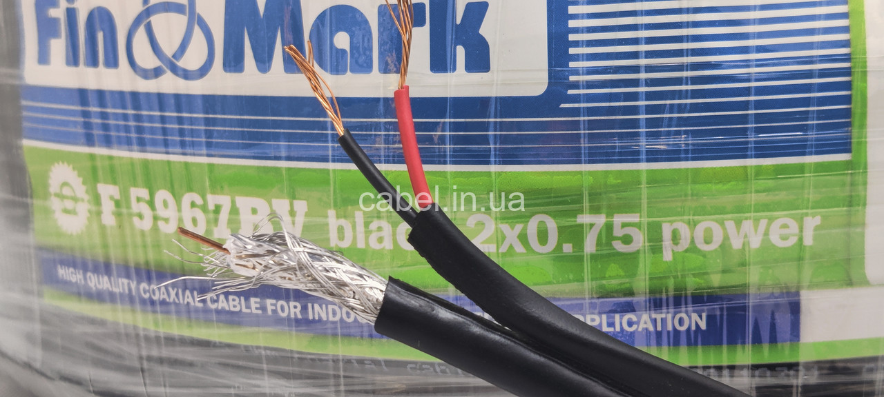 Кабель для відеоспостереження Finmark RG59+живлення (2+0,75)cu, 100 м