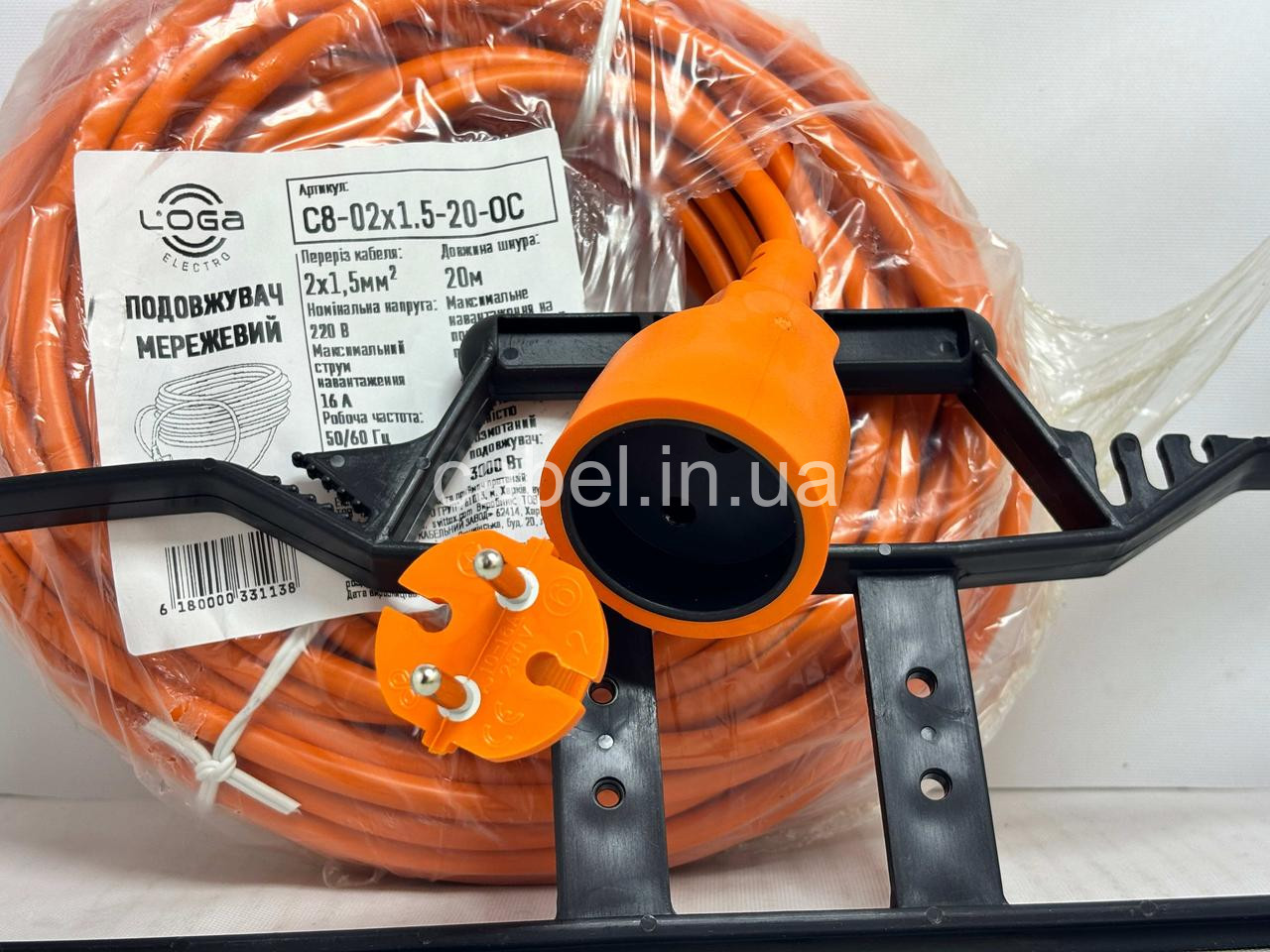 Подовжувач Svittex 2х1,5+рамка для намотування, 20м