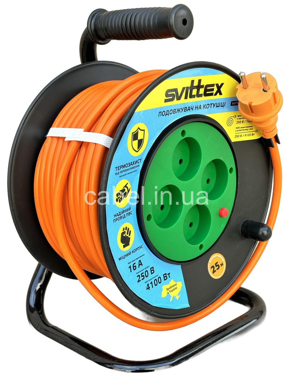 Подовжувач на котушці Svittex Профі 25м 2х2,5