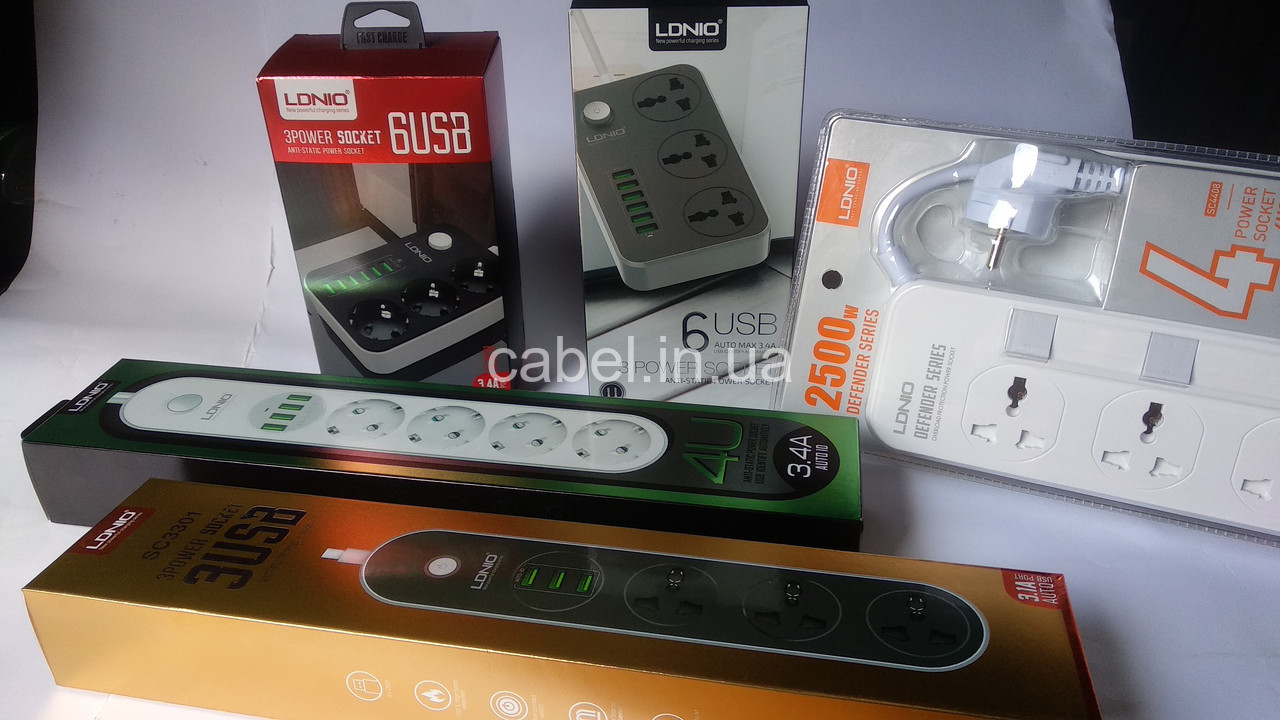 Удлинитель сетевой фильтр Ldnio SE4432 4 розетки+4 USB
