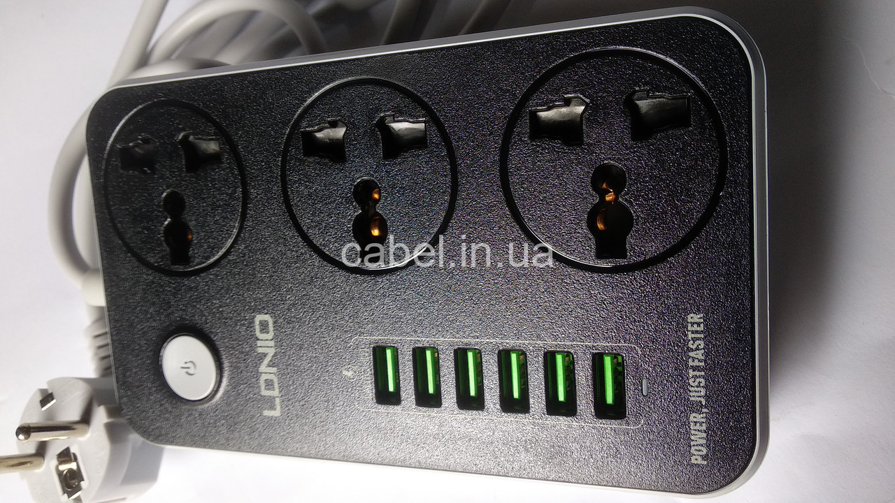 Удлинитель сетевой фильтр Ldnio SE3604 3 розетки+6 USB