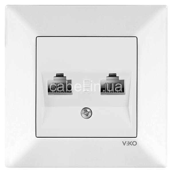 Розетка комп'ютерна подвійна RJ45 Cat5e Viko Karre біла