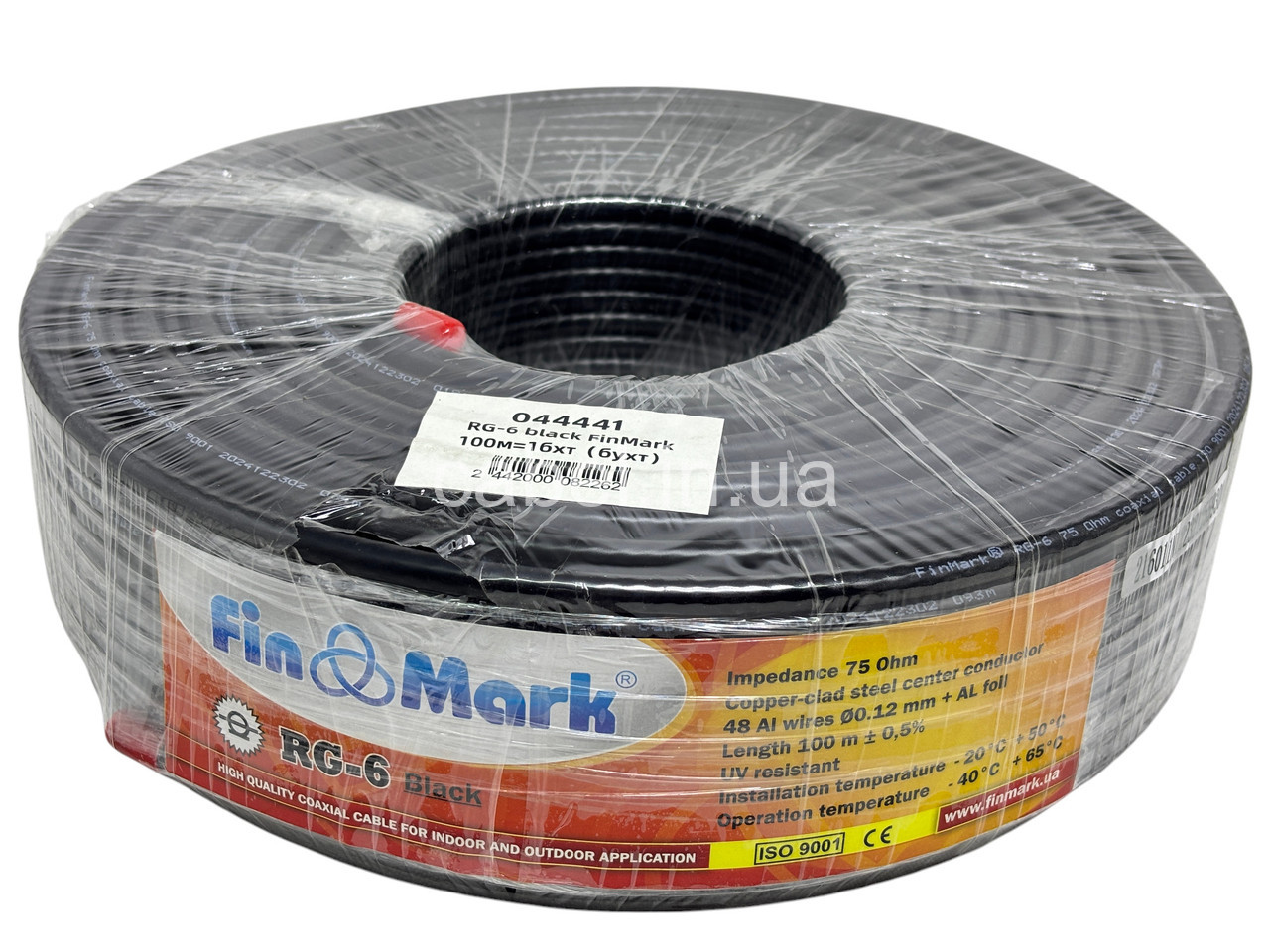 Телевізійний кабель Finmark RG-6,чорний,100м