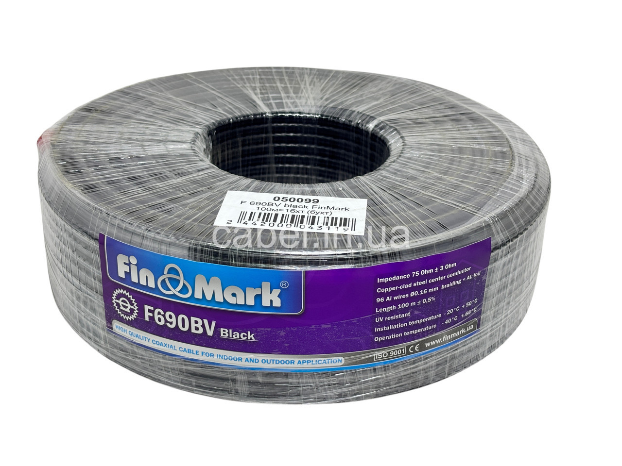 Телевизионный кабель Finmark F690BV,черный,100м